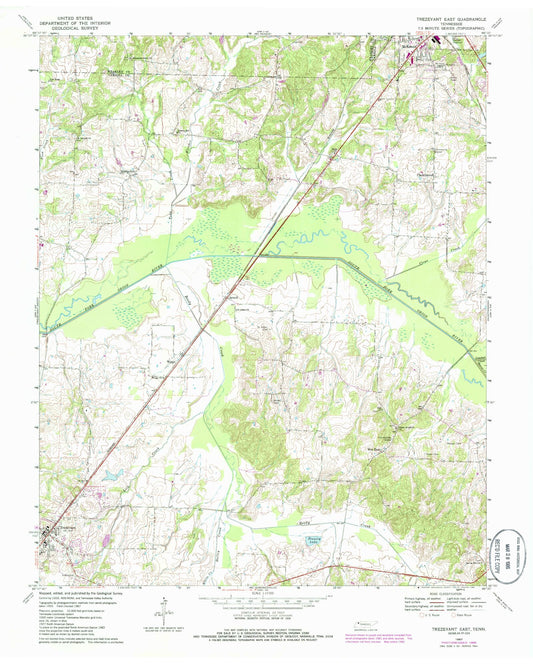 Classic USGS Trezevant East Tennessee 7.5'x7.5' Topo Map Image