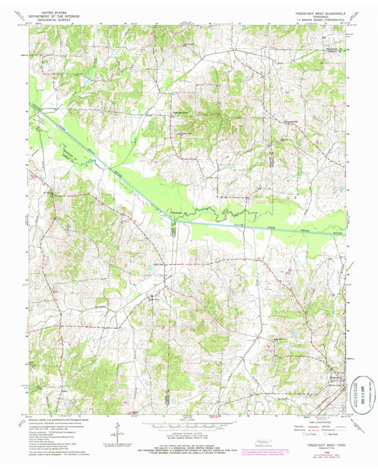Classic USGS Trezevant West Tennessee 7.5'x7.5' Topo Map Image