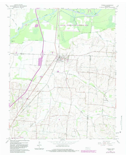 Classic USGS Trimble Tennessee 7.5'x7.5' Topo Map Image