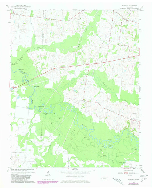 Classic USGS Turnpike Tennessee 7.5'x7.5' Topo Map Image
