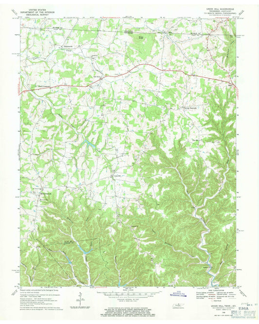Classic USGS Union Hill Tennessee 7.5'x7.5' Topo Map Image