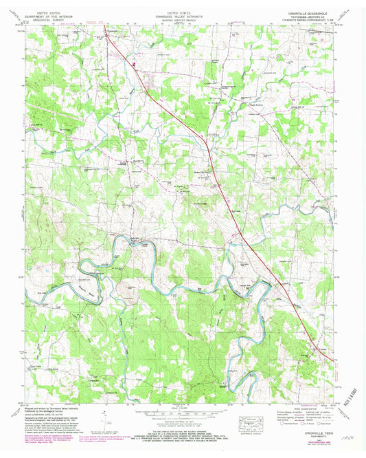 Classic USGS Unionville Tennessee 7.5'x7.5' Topo Map Image