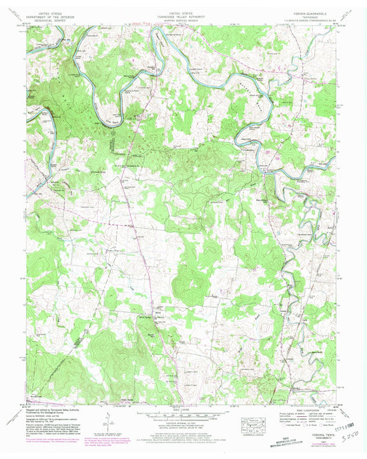 Classic USGS Verona Tennessee 7.5'x7.5' Topo Map Image