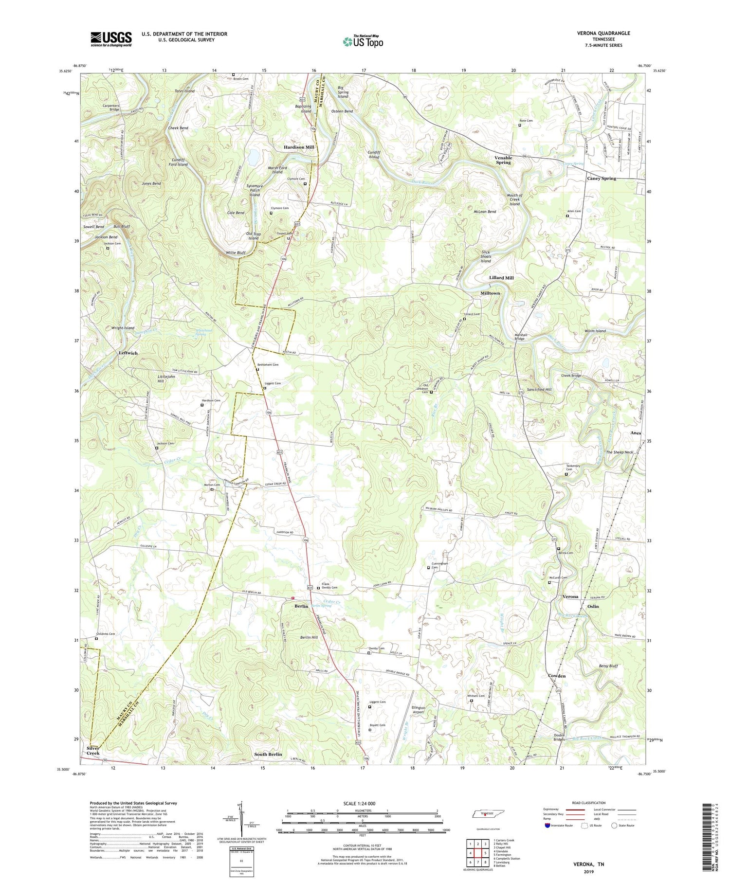 Verona Tennessee US Topo Map Image