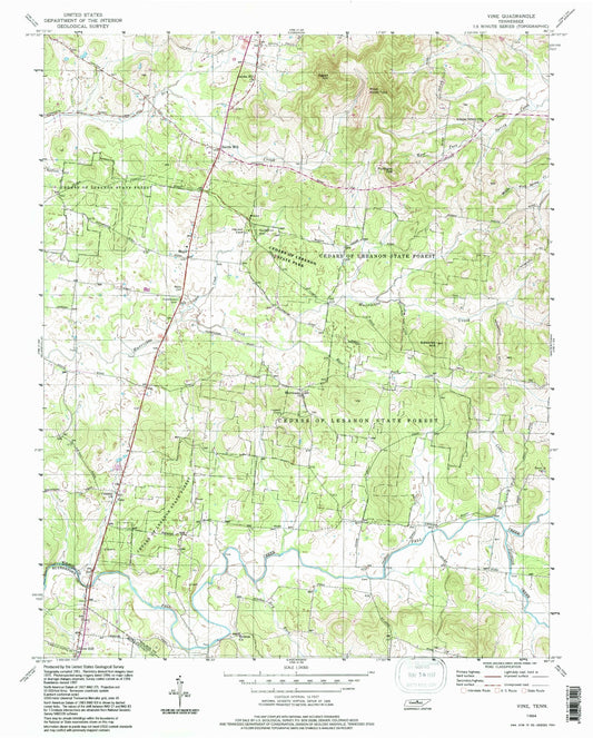 Classic USGS Vine Tennessee 7.5'x7.5' Topo Map Image