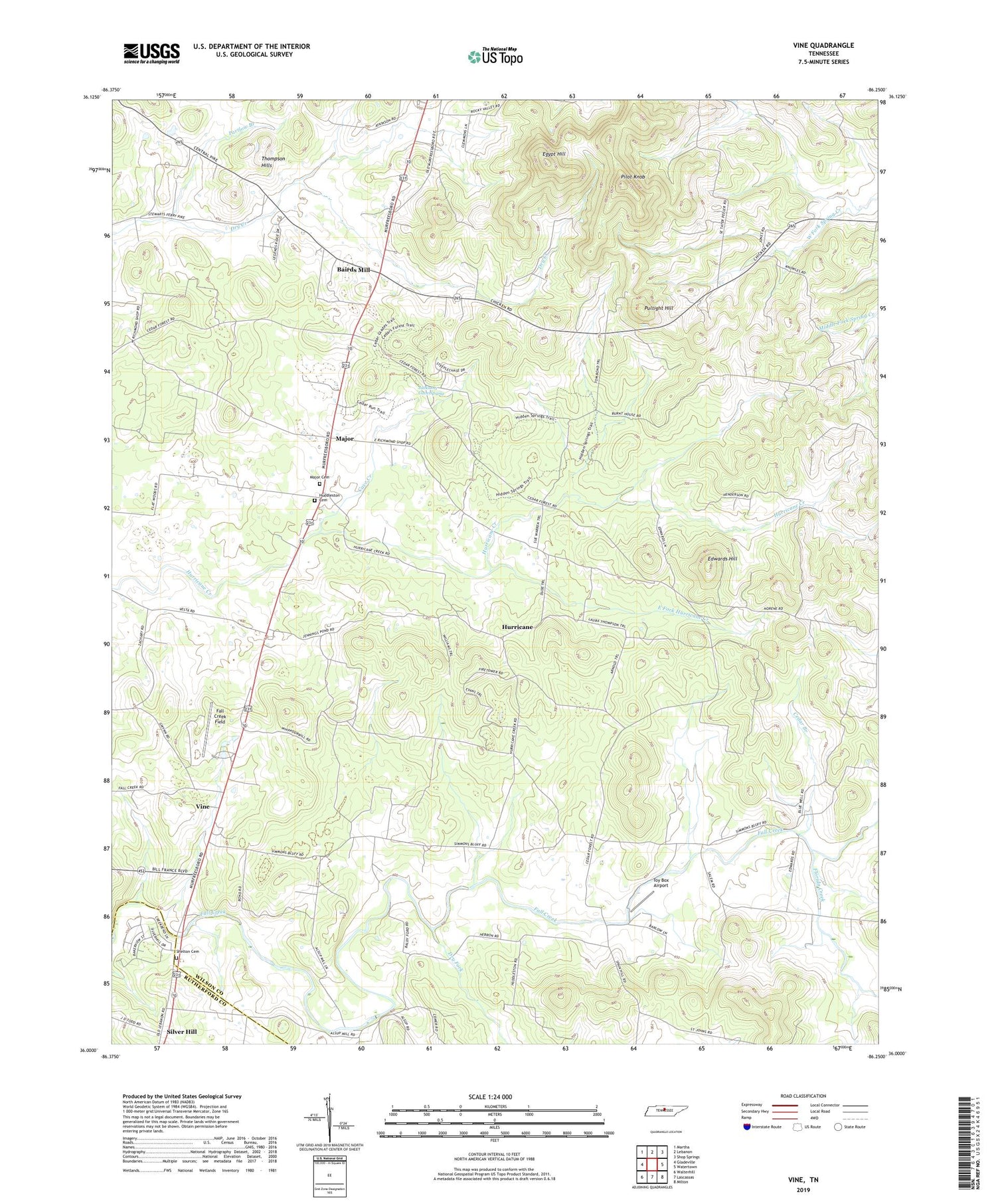 Vine Tennessee US Topo Map Image