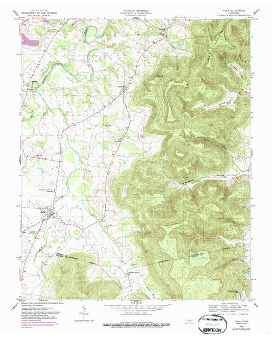 Classic USGS Viola Tennessee 7.5'x7.5' Topo Map Image