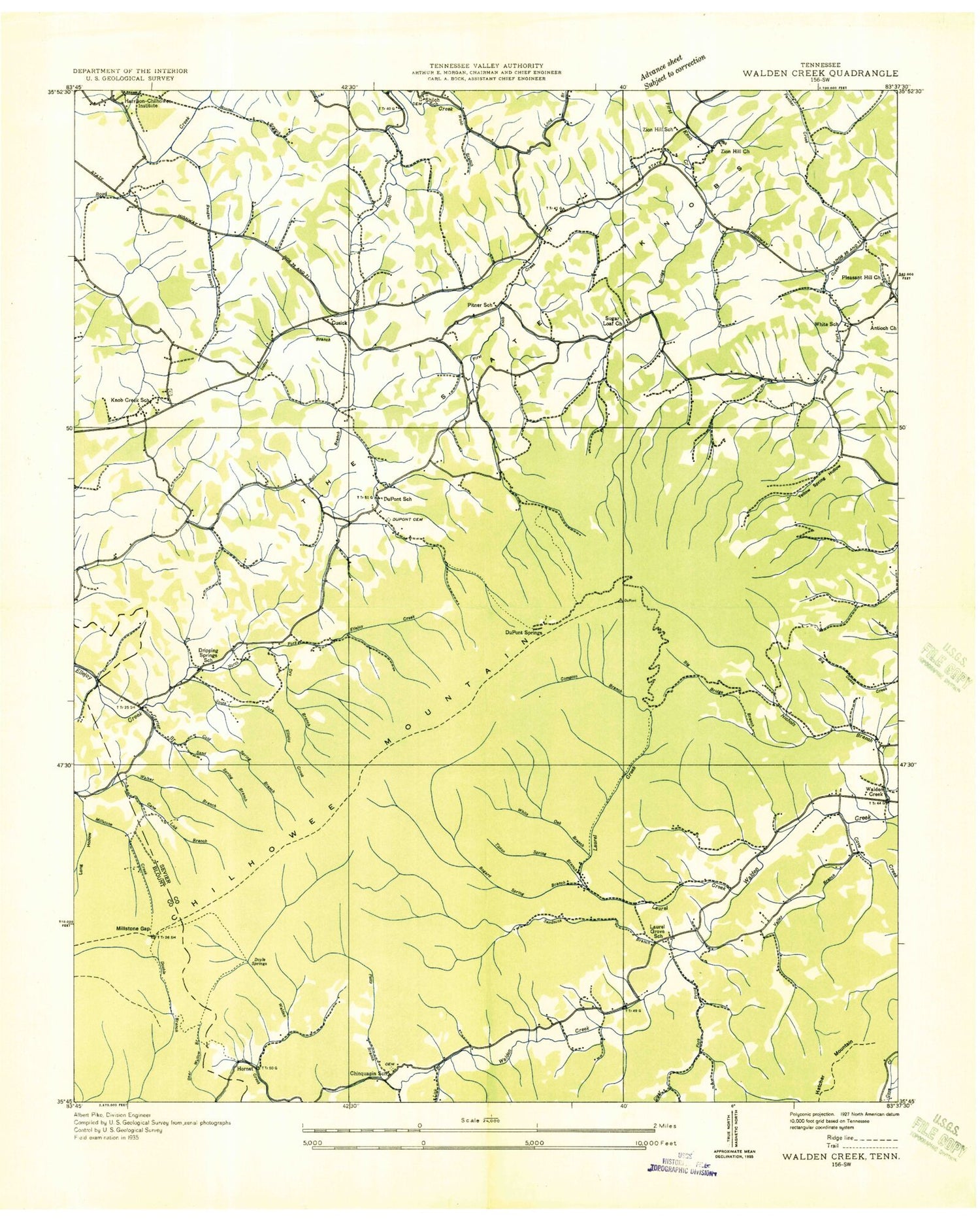 Classic USGS Walden Creek Tennessee 7.5'x7.5' Topo Map Image