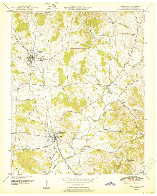 Classic USGS Wartrace Tennessee 7.5'x7.5' Topo Map Image