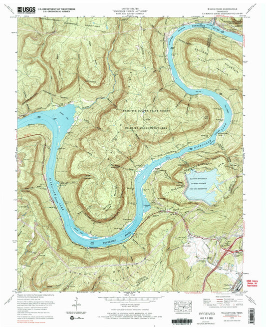 Classic USGS Wauhatchie Tennessee 7.5'x7.5' Topo Map Image