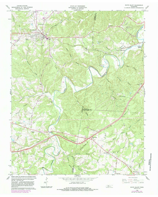 Classic USGS White Bluff Tennessee 7.5'x7.5' Topo Map Image