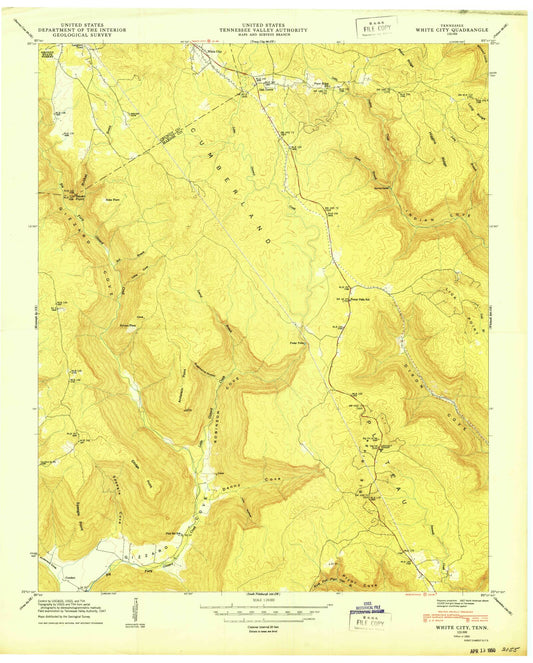 Classic USGS White City Tennessee 7.5'x7.5' Topo Map Image