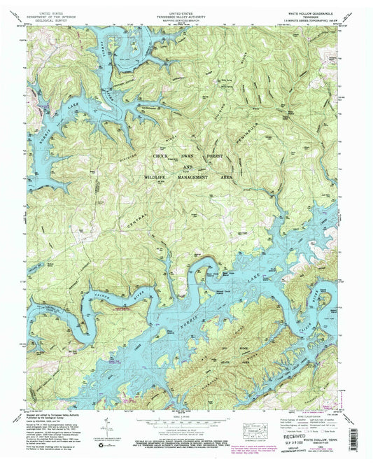 Classic USGS White Hollow Tennessee 7.5'x7.5' Topo Map Image