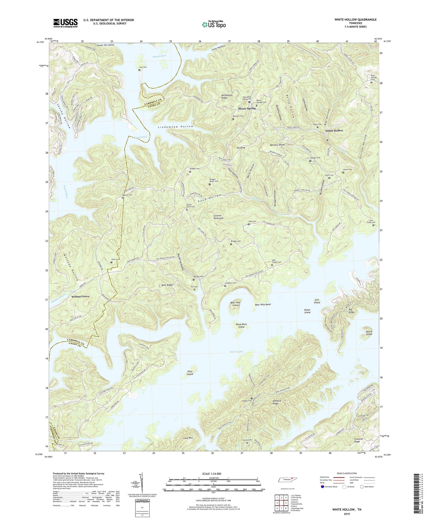 White Hollow Tennessee US Topo Map Image