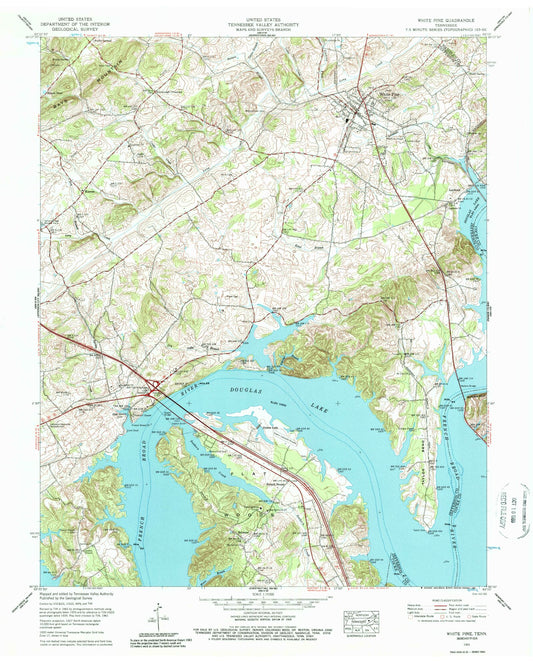 Classic USGS White Pine Tennessee 7.5'x7.5' Topo Map Image