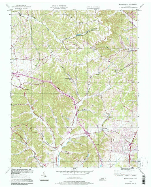 Classic USGS Whites Creek Tennessee 7.5'x7.5' Topo Map Image