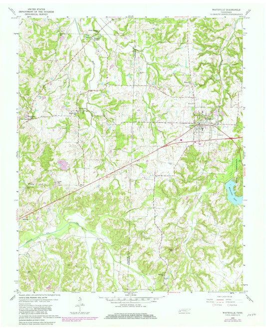Classic USGS Whiteville Tennessee 7.5'x7.5' Topo Map Image