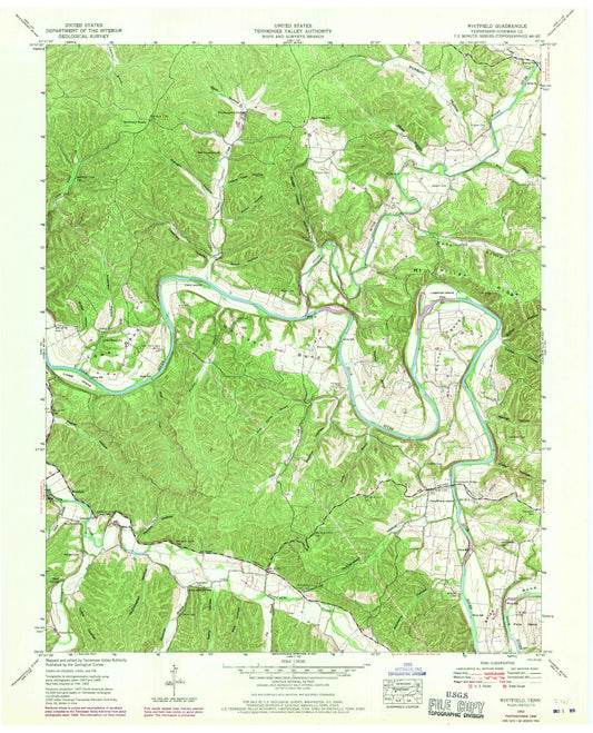 Classic USGS Whitfield Tennessee 7.5'x7.5' Topo Map Image