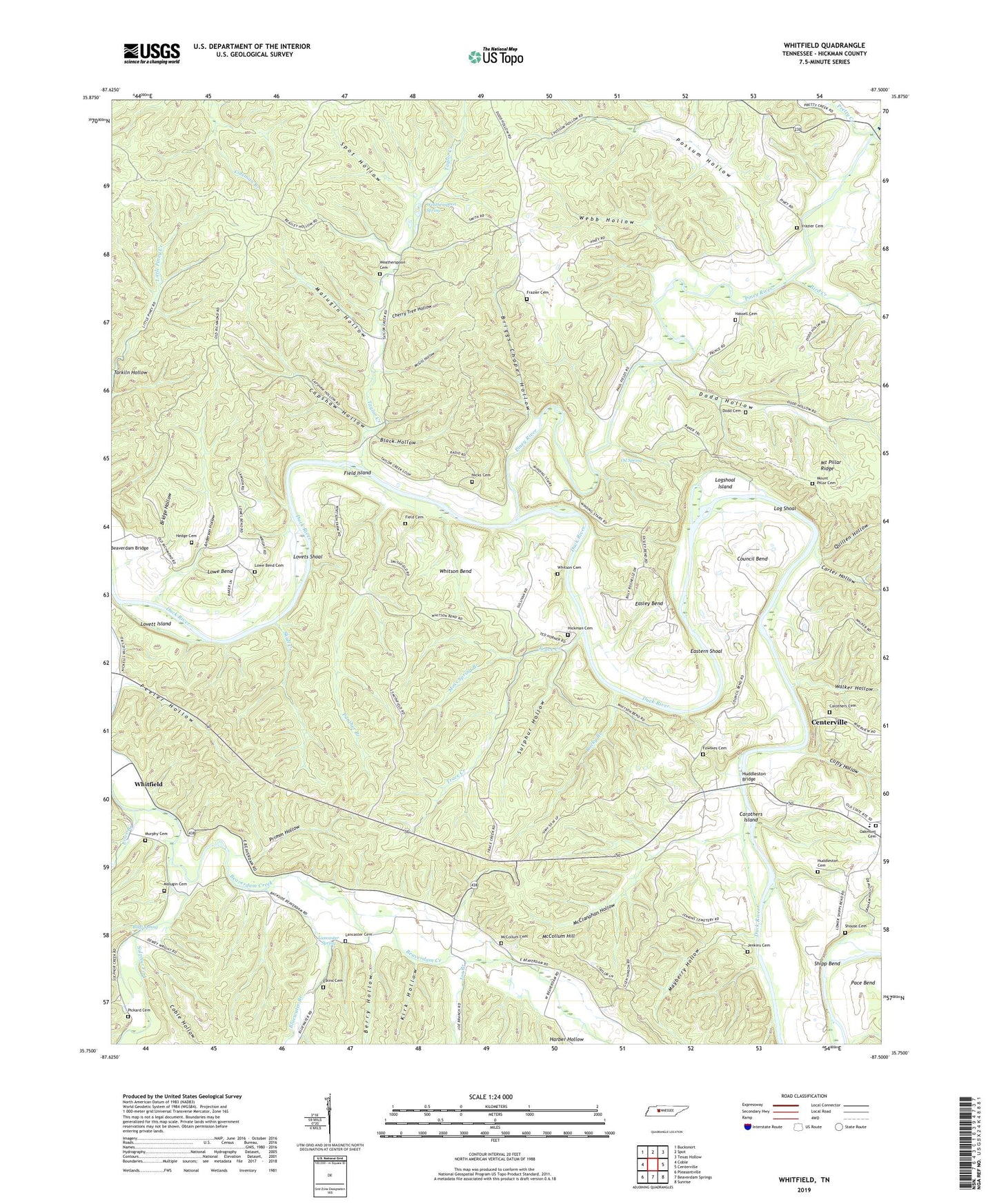 Whitfield Tennessee US Topo Map Image