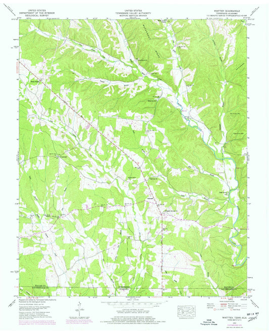 Classic USGS Whitten Tennessee 7.5'x7.5' Topo Map Image