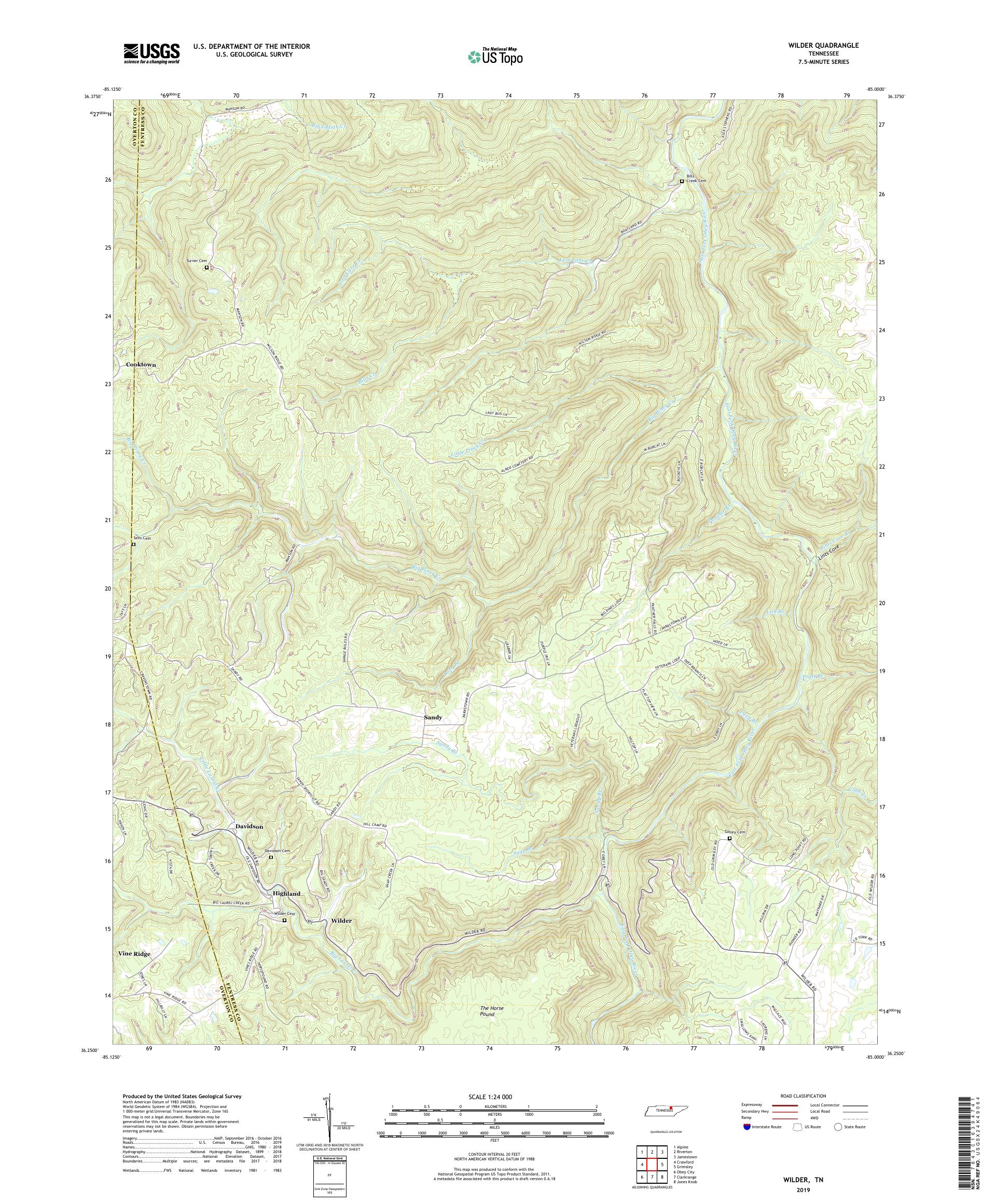 Wilder Tennessee US Topo Map – MyTopo Map Store