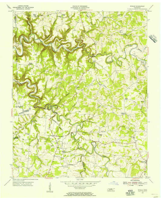 Classic USGS Windle Tennessee 7.5'x7.5' Topo Map Image