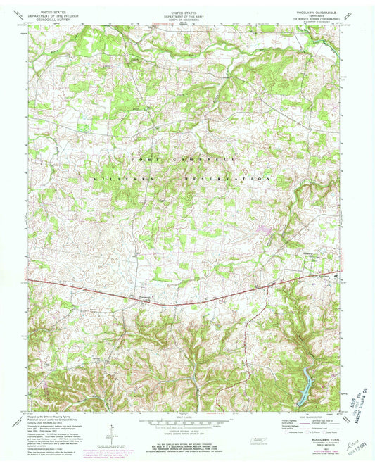 Classic USGS Woodlawn Tennessee 7.5'x7.5' Topo Map Image