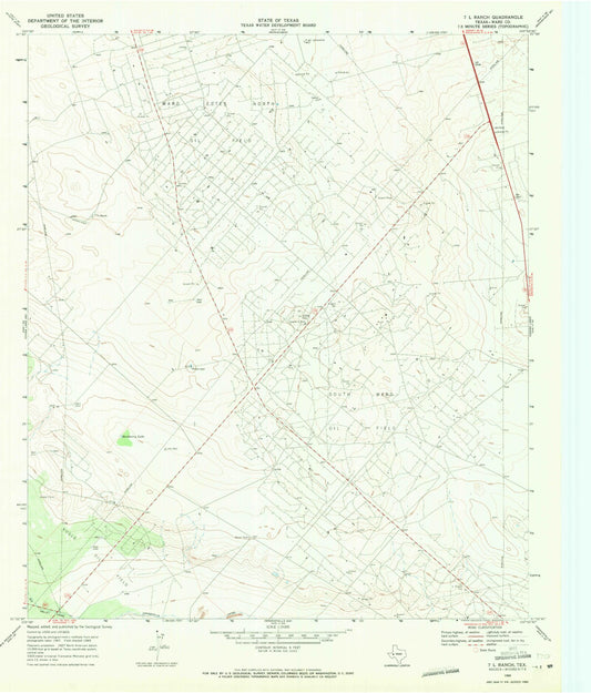 Classic USGS 7 L Ranch Texas 7.5'x7.5' Topo Map Image