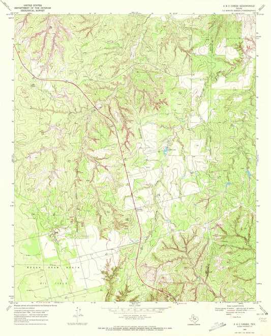 Classic USGS A B C Creek Texas 7.5'x7.5' Topo Map Image