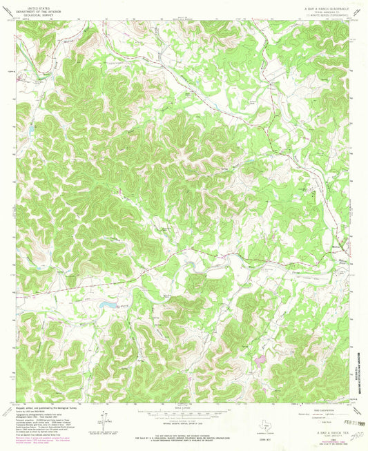 Classic USGS A Bar A Ranch Texas 7.5'x7.5' Topo Map Image