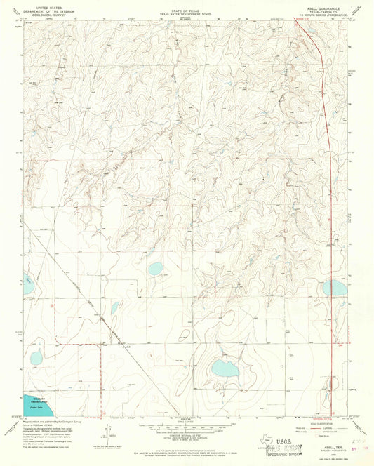 Classic USGS Abell Texas 7.5'x7.5' Topo Map Image
