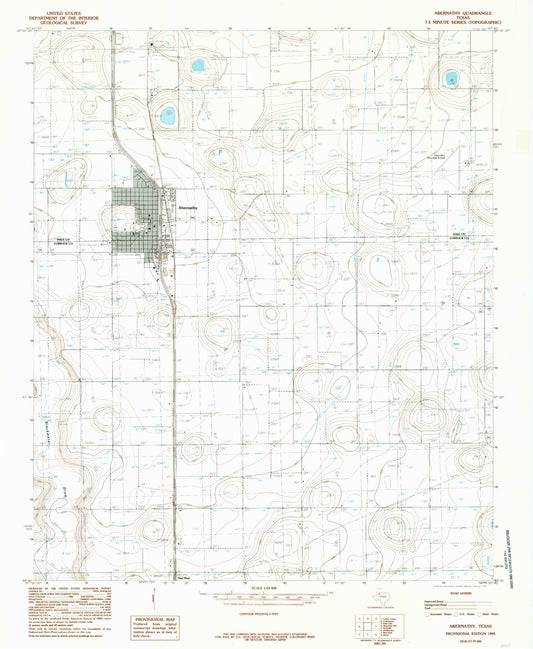 Classic USGS Abernathy Texas 7.5'x7.5' Topo Map Image