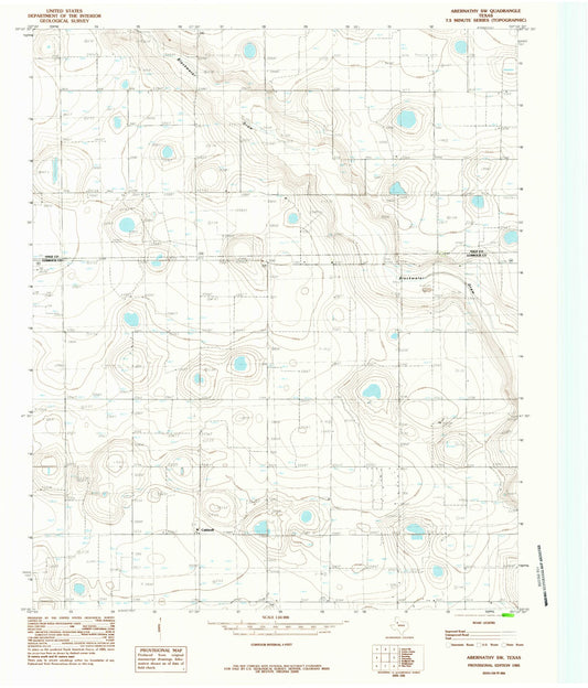 Classic USGS Abernathy SW Texas 7.5'x7.5' Topo Map Image