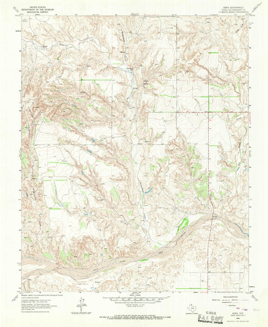 Classic USGS Abra Texas 7.5'x7.5' Topo Map Image