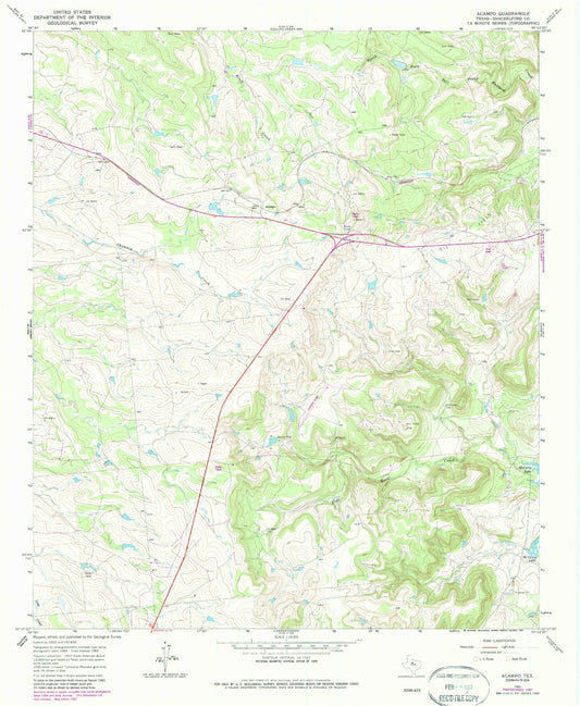 Classic USGS Acampo Texas 7.5'x7.5' Topo Map Image