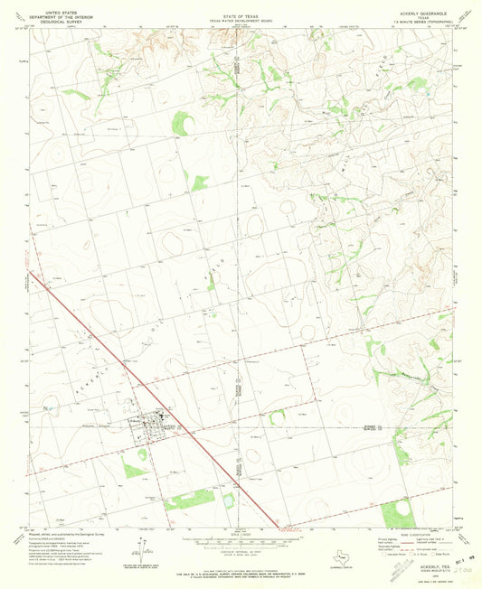Classic USGS Ackerly Texas 7.5'x7.5' Topo Map Image