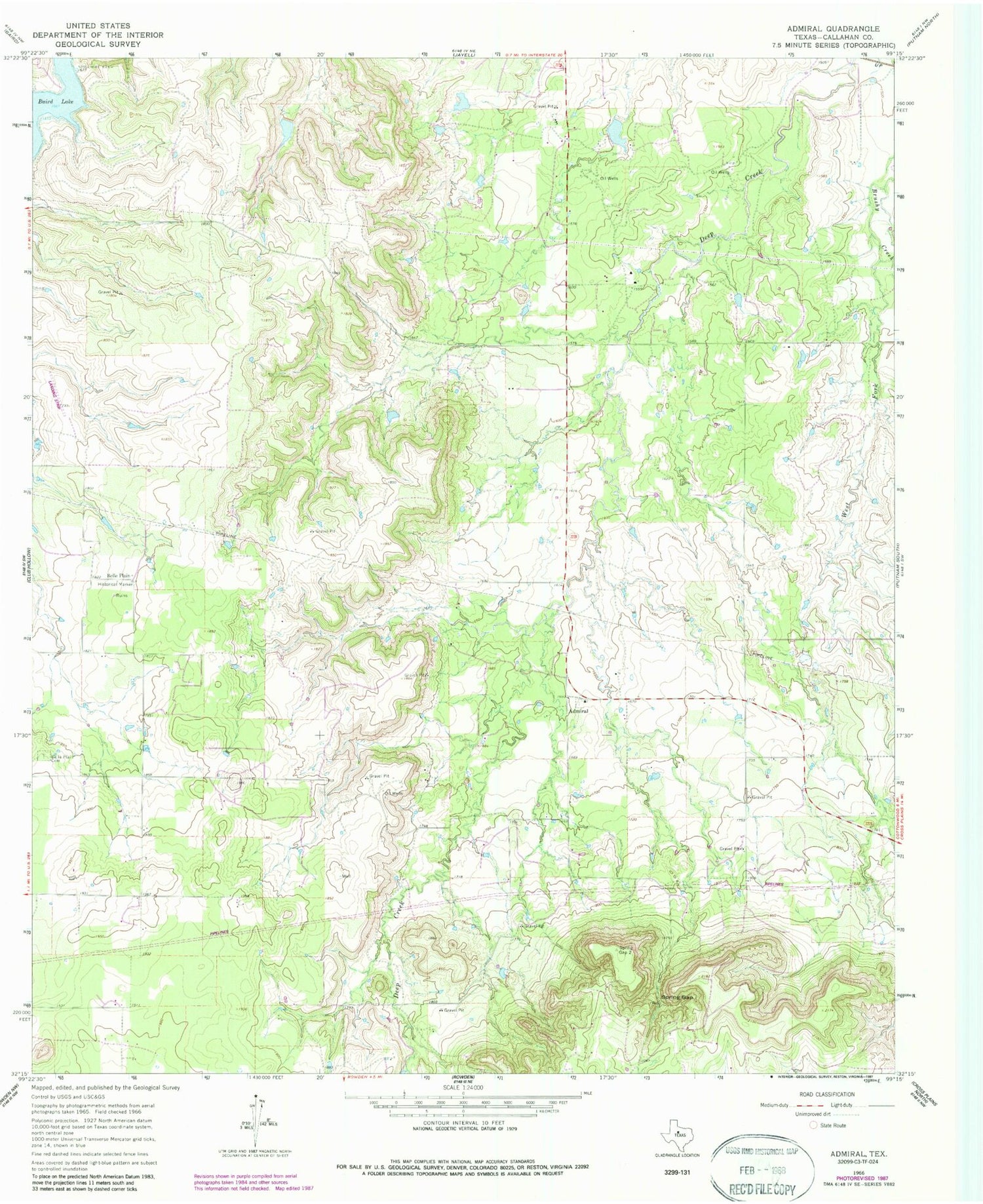 Classic USGS Admiral Texas 7.5'x7.5' Topo Map Image