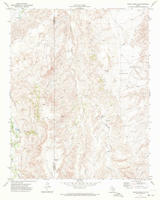 Classic USGS Adobe Creek SE Texas 7.5'x7.5' Topo Map Image