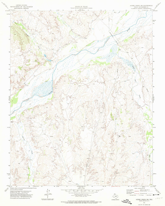 Classic USGS Adobe Creek SW Texas 7.5'x7.5' Topo Map Image