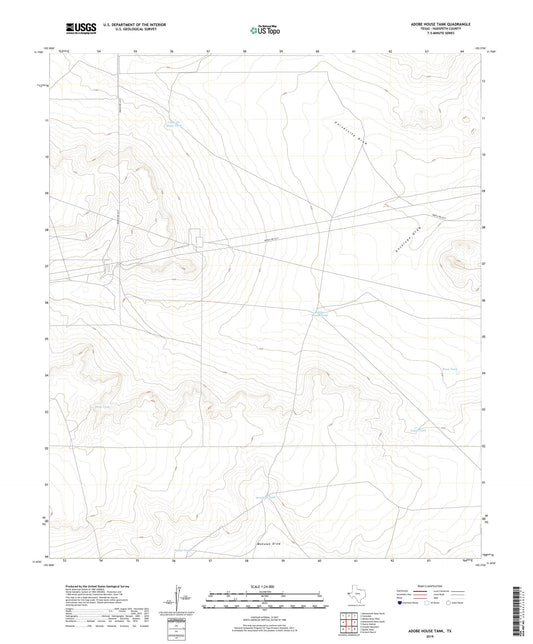 Adobe House Tank Texas US Topo Map Image