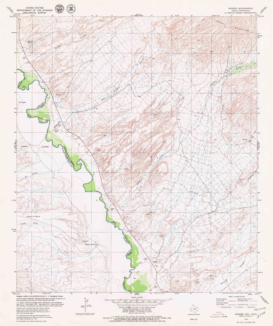 Classic USGS Adobes Texas 7.5'x7.5' Topo Map Image