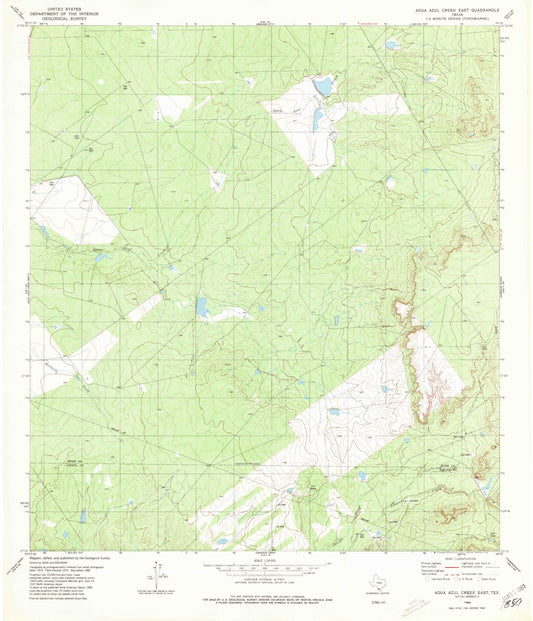 Classic USGS Agua Azul Creek East Texas 7.5'x7.5' Topo Map Image