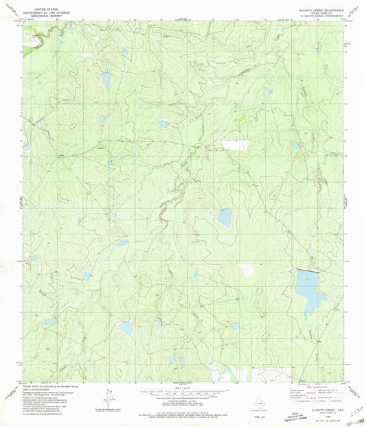 Classic USGS Alamito Creek Texas 7.5'x7.5' Topo Map Image