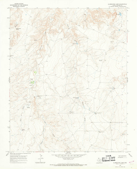 Classic USGS Alamocitos Camp Texas 7.5'x7.5' Topo Map Image