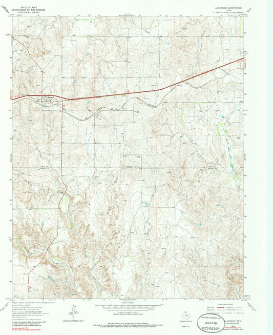 Classic USGS Alanreed Texas 7.5'x7.5' Topo Map Image