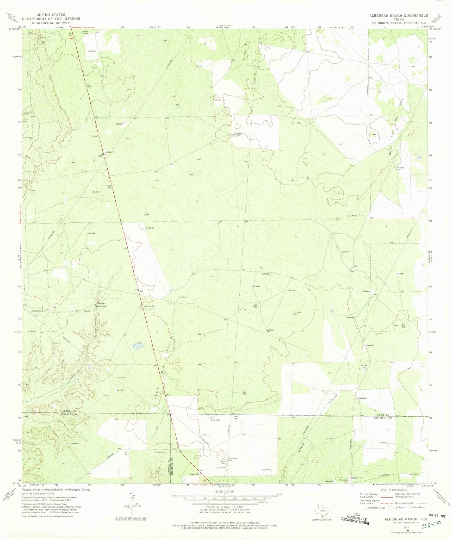 Classic USGS Albercas Ranch Texas 7.5'x7.5' Topo Map Image