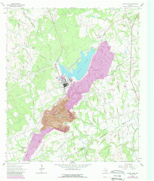 Classic USGS Alcoa Lake Texas 7.5'x7.5' Topo Map Image
