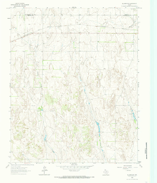 Classic USGS Allison SW Texas 7.5'x7.5' Topo Map Image