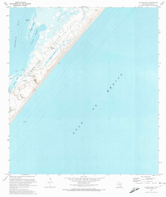 Classic USGS Allyns Bight Texas 7.5'x7.5' Topo Map Image