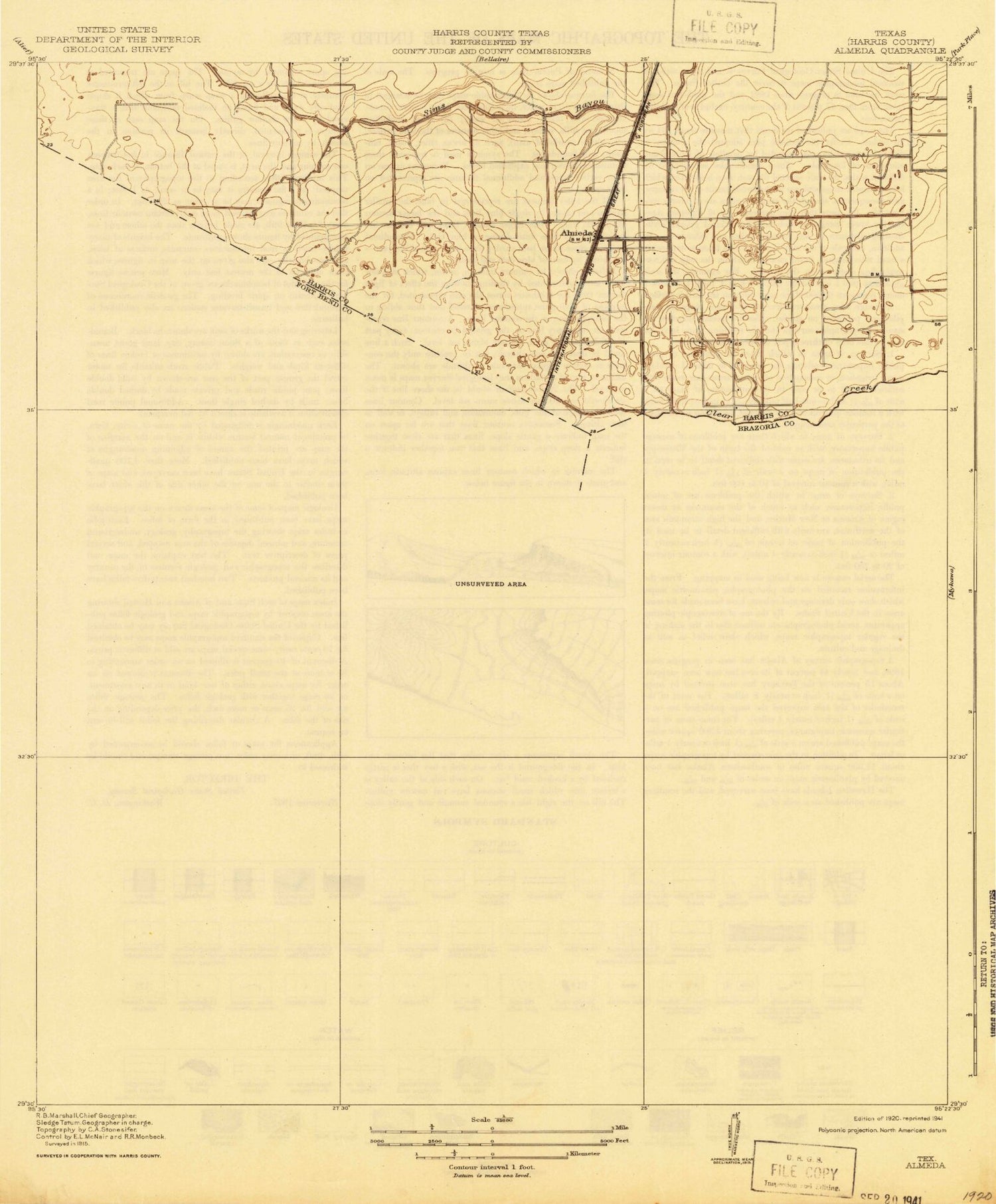 Classic USGS Almeda Texas 7.5'x7.5' Topo Map Image